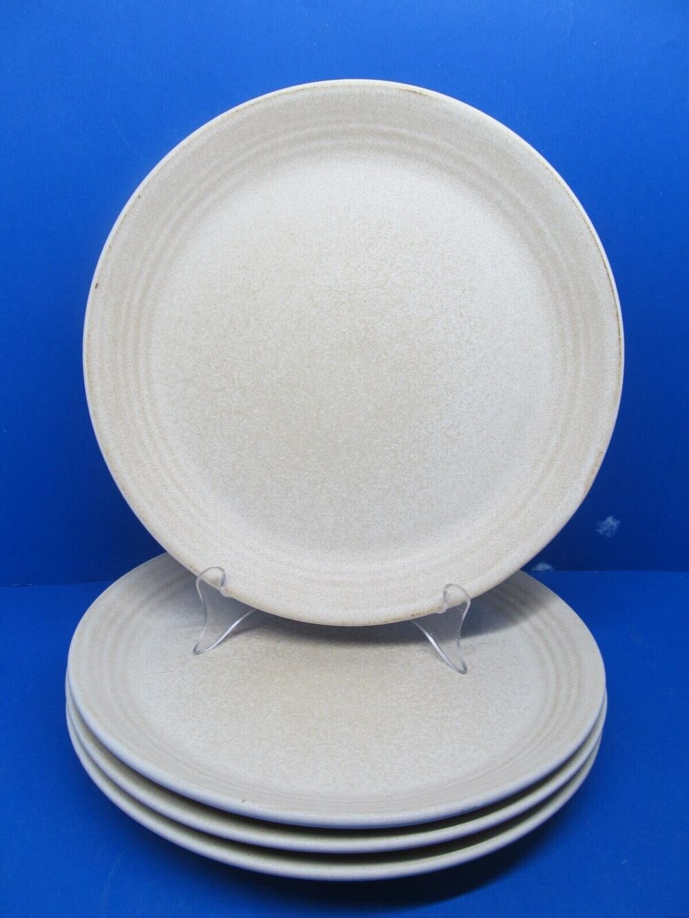 Pottery Barn Larkin Portugal Set Of 4 Sand 10 1/2" Dinner Plates GC Read Desc